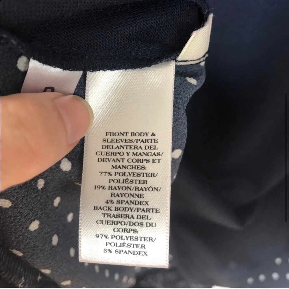 Ann Taylor Navy Blue Top with Polka Dot Back - Picture 5 of 9